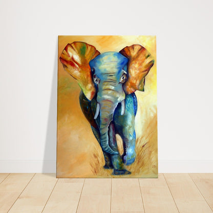 Wait For Me: Wanddekoration Leinwanddruck, Gemälde eines Jungen Elefanten auf Weltentdeckung