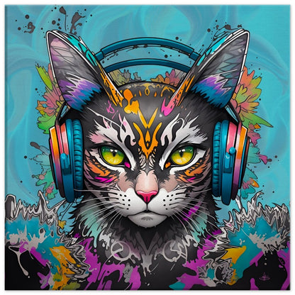 Leinwandbild "Pepper" - Farbenreiches Vector Kunstwerk, Porträt einer Katze