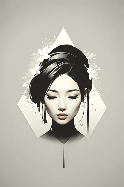 Leinwanddruck, Portrait Sakura, einducksvolle vector Kunst