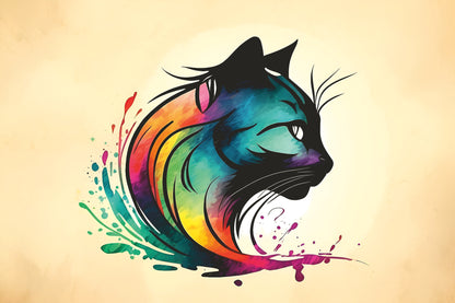 Leinwanddruck "Purrfection Cat", Katze im vector Logo Stil