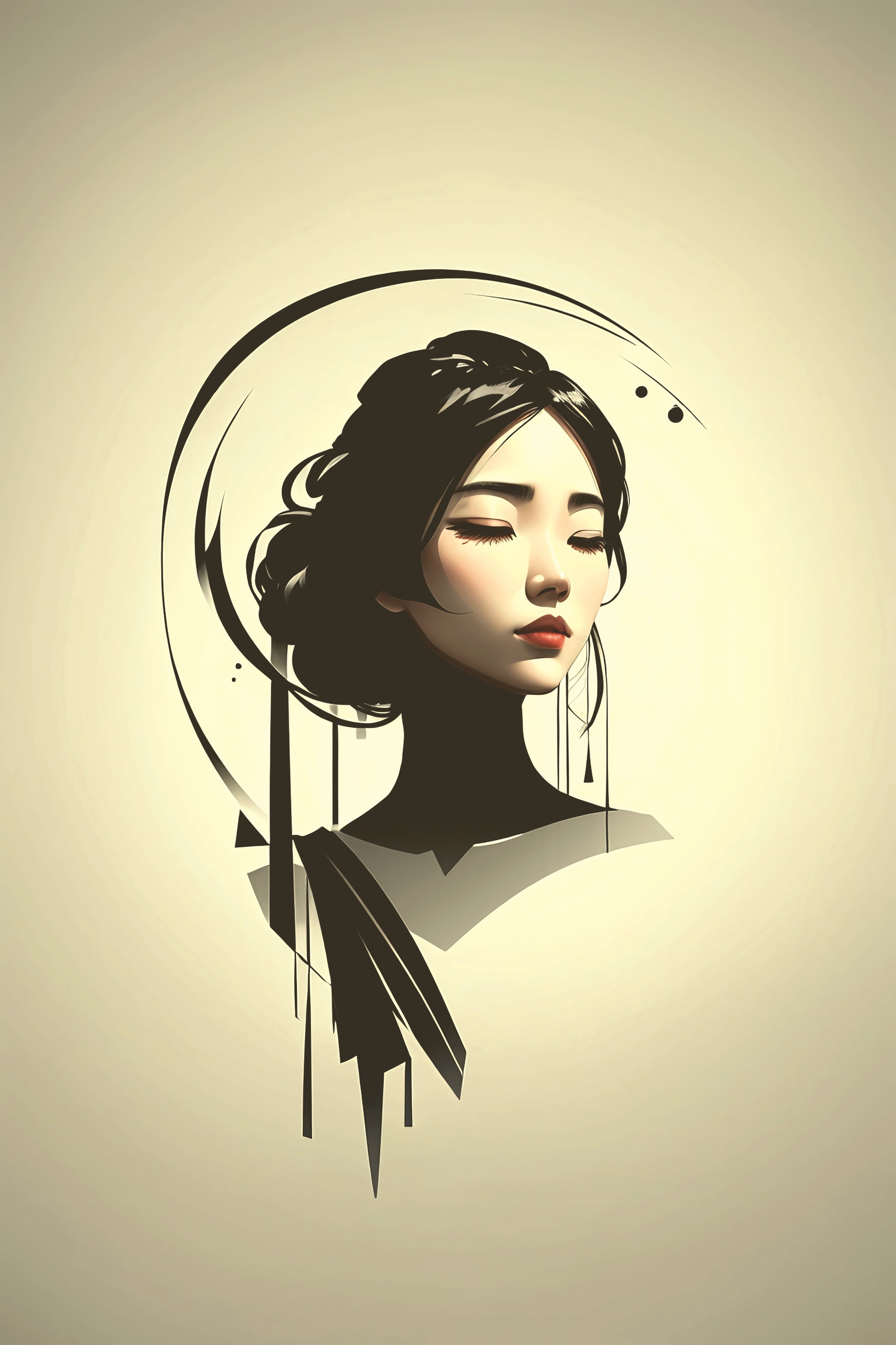 asiatische Frau, vector design, logo stil
