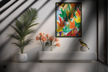 Canvas picture "Bird Trip", wall picture - Modern wall picture with many colorful birds