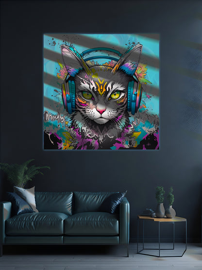 Leinwandbild "Pepper" - Farbenreiches Vector Kunstwerk, Porträt einer Katze