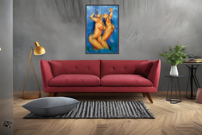Canvas print, two women in the summer heat. A contemporary work of art for your home.
