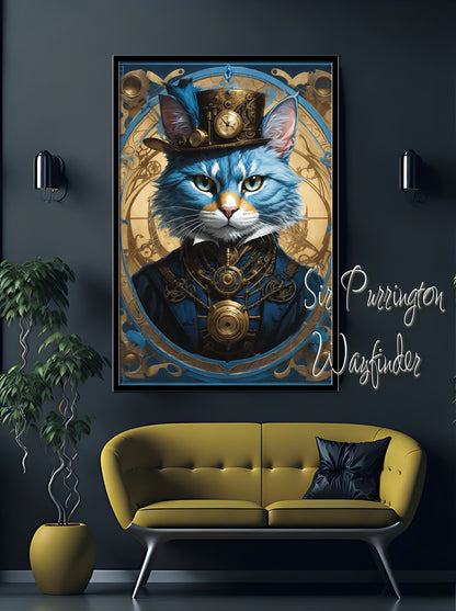 Canvas print Sir Purrington Wayfinder Tarot Stempunk cat