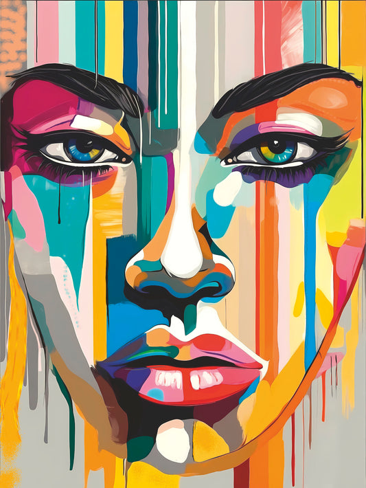 kreative Gesichtsmalerei, Portrait einer Frau mit schönen roten Lippen