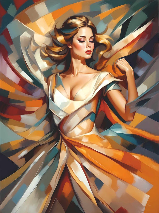 Canvas picture, Tejido de luz, dancer in colorful dress with bright colors