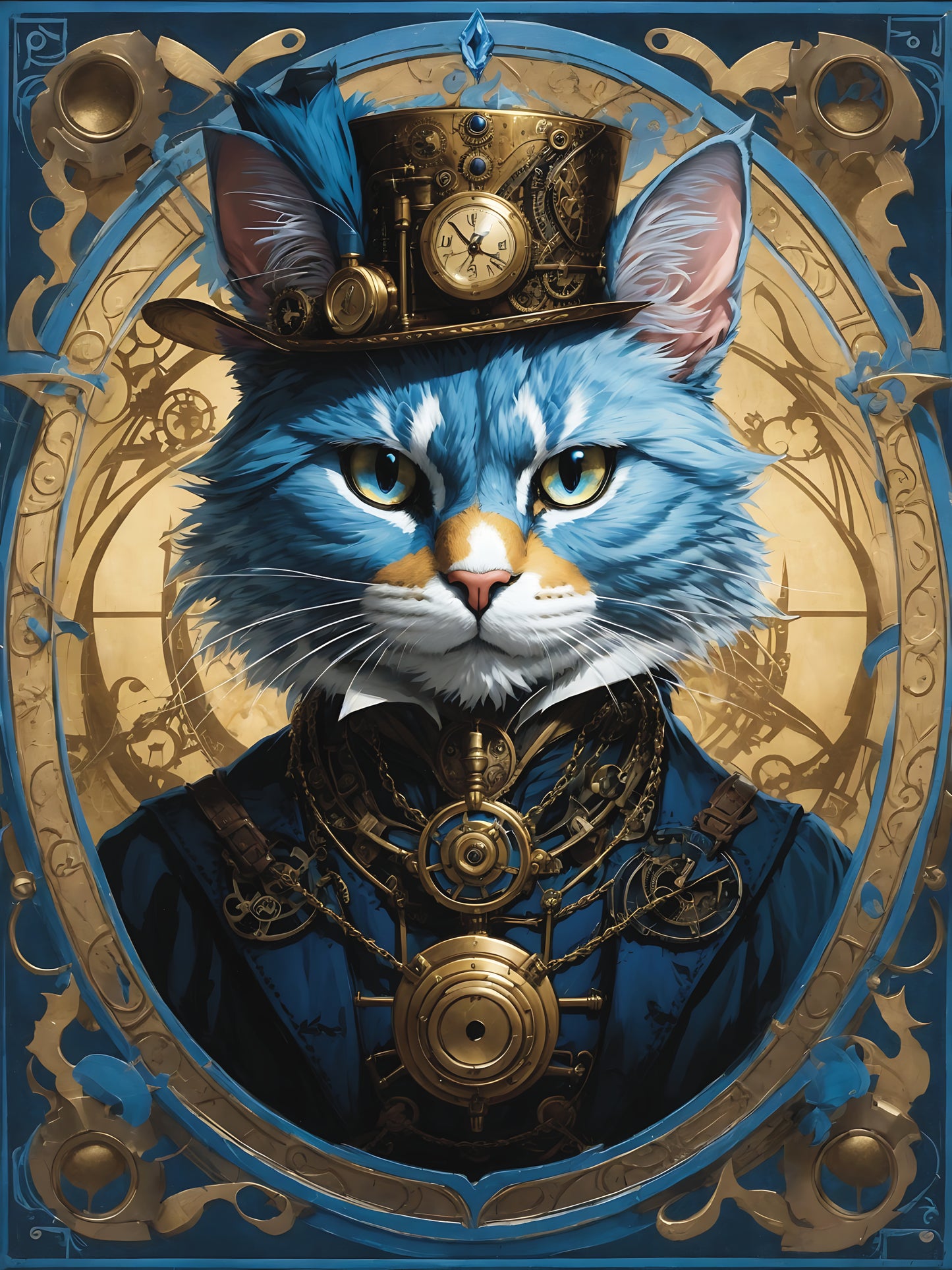 Canvas print Sir Purrington Wayfinder Tarot Stempunk cat